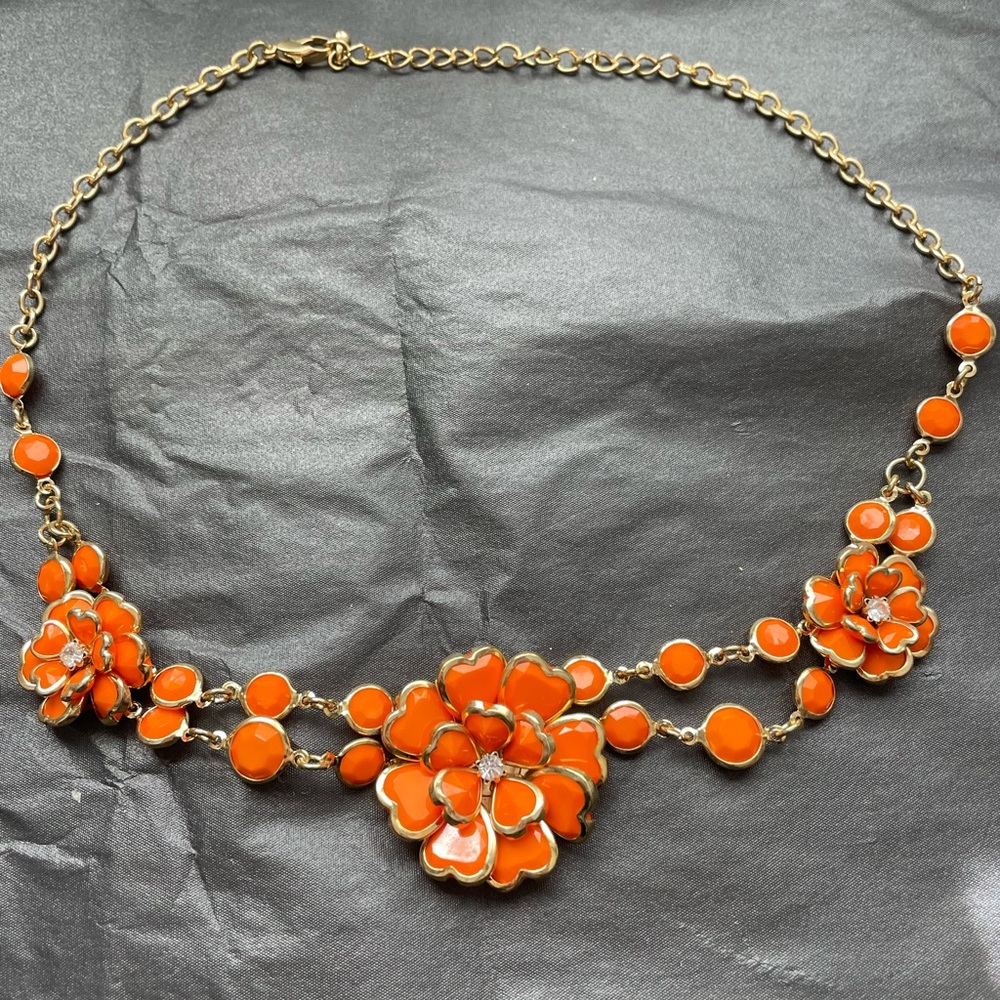Vibrant Orange Floral Necklace